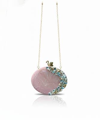 Blush pink rexine oval clutch 3