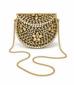 Metallic gold beaded mosaic clutch