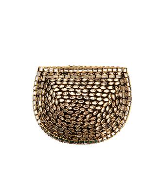 Metallic gold beaded mosaic clutch 2