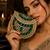 Emerald green beaded metal mosaic clutch