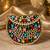 Multicolor beaded metal mosaic clutch