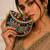 Multicolor beaded metal mosaic clutch