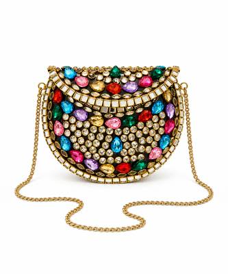 Multicolor beaded metal mosaic clutch 3