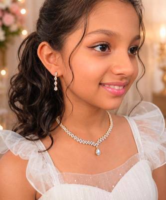 Royal sparkle  american diamond necklace set for women and girls. 1