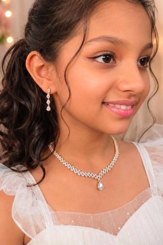 Royal sparkle  american diamond necklace set for women and girls.