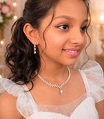 Royal sparkle  american diamond necklace set for women and girls.
