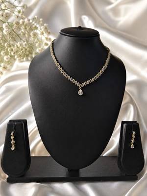 Royal sparkle  american diamond necklace set for women and girls. 2