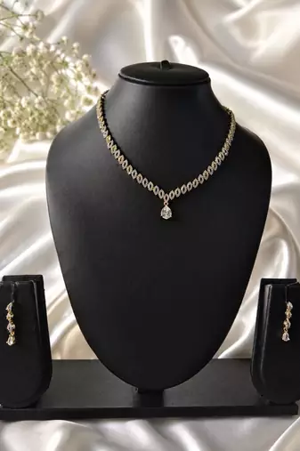 Royal sparkle  american diamond necklace set for women and girls.