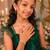 Green american diamond necklace set with adjustable bracelet and ring for women and girls.