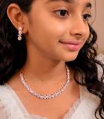 Regal radiance rose gold plated american diamond necklace set for women and girls.
