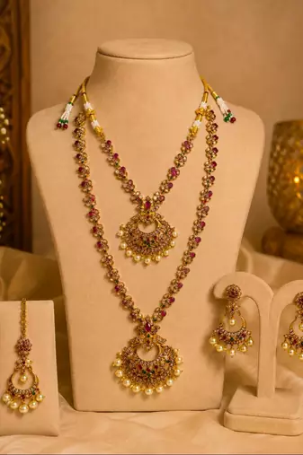 Bhagya lakshmi temple necklace set