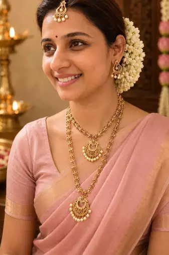 Bhagya lakshmi temple necklace set