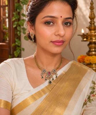 Triveni temple jewellery necklace set 2