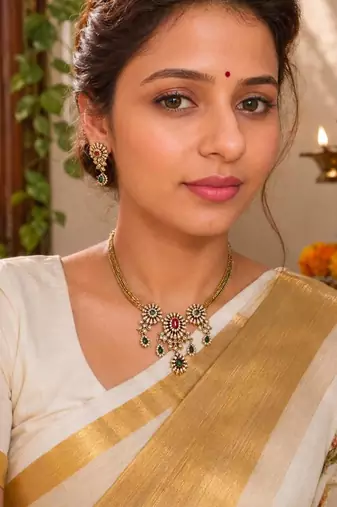 Triveni temple jewellery necklace set