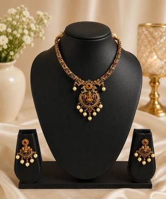 Saraswati temple jewellery necklace set 1