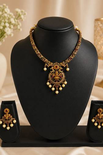 Saraswati temple jewellery necklace set