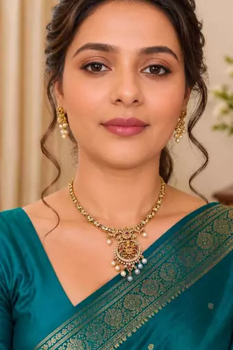 Saraswati temple jewellery necklace set