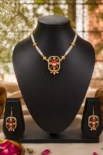 Midnight meenakari pearl set