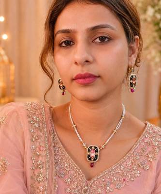 Midnight meenakari pearl set 2