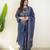 Navy blue bandhani printed pure cotton straight kurta set with dupatta