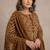 Brown bandhani printed pure cotton straight kurta set with dupatta