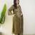 Olive bandhani printed pure cotton straight kurta set with dupatta
