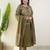 Olive bandhani printed pure cotton straight kurta set with dupatta