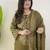 Olive bandhani printed pure cotton straight kurta set with dupatta