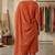 Orange bandhani printed pure cotton straight kurta set with dupatta