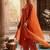 Orange bandhani printed pure cotton straight kurta set with dupatta