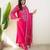 Pink bandhani printed pure cotton straight kurta set with dupatta