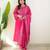 Pink bandhani printed pure cotton straight kurta set with dupatta