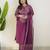Purple bandhani printed pure cotton straight kurta set with dupatta