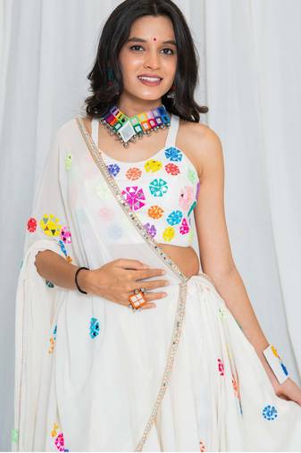 Shades of mirror - multi mirror work sp top - off white