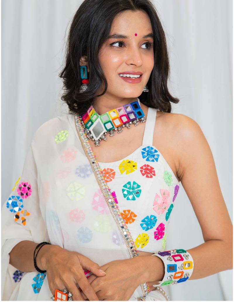 Shades of mirror - multi mirror work sp top - off white