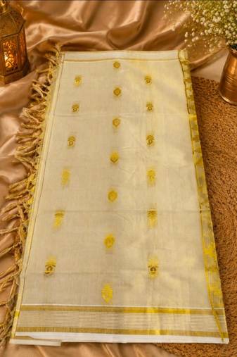 Kerala  tissue jacquard saree with unstiched blouse