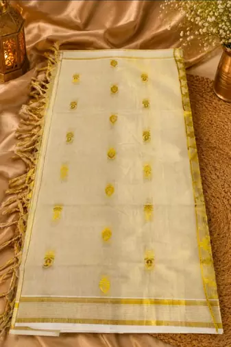 Kerala  tissue jacquard saree with unstiched blouse