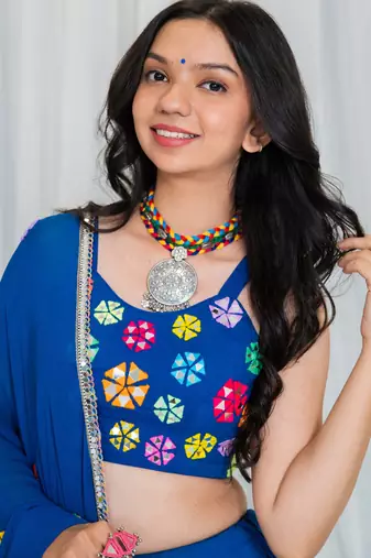 Shades of mirror - multi mirror work sp top - blue