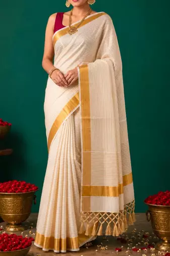 Kerala cotton tissue saree with unstiched blouse