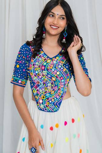 Shades of mirror - long multi top - royal blue