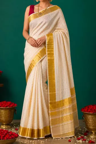 Kerala cotton tissue saree with unstiched blouse