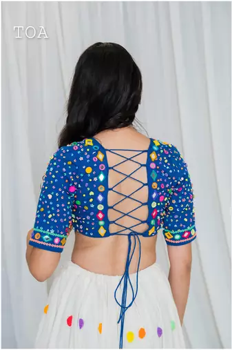 Shades of mirror - long multi top - royal blue