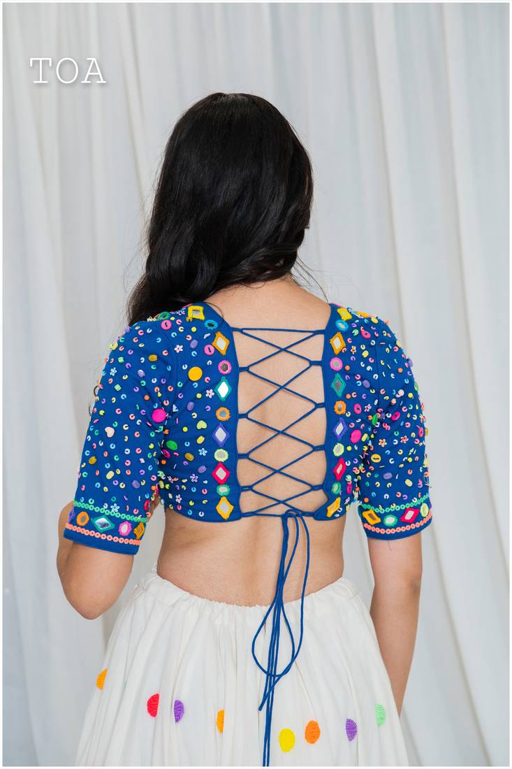 Shades of mirror - long multi top - royal blue