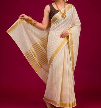 Kerala cotton tissue saree with unstiched blouse 2