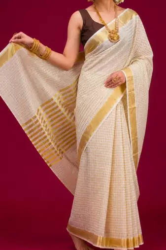 Kerala cotton tissue saree with unstiched blouse