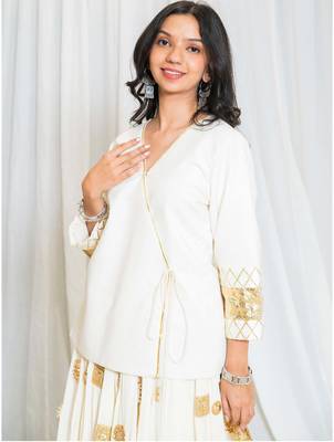 Shades of lampi - traditional angarkha lampi top - off white 1