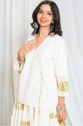 Shades of lampi - traditional angarkha lampi top - off white