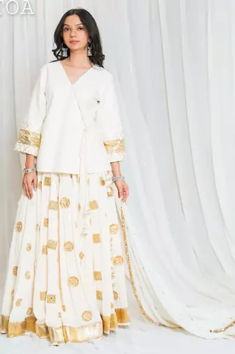 Shades of lampi - traditional angarkha lampi top - off white
