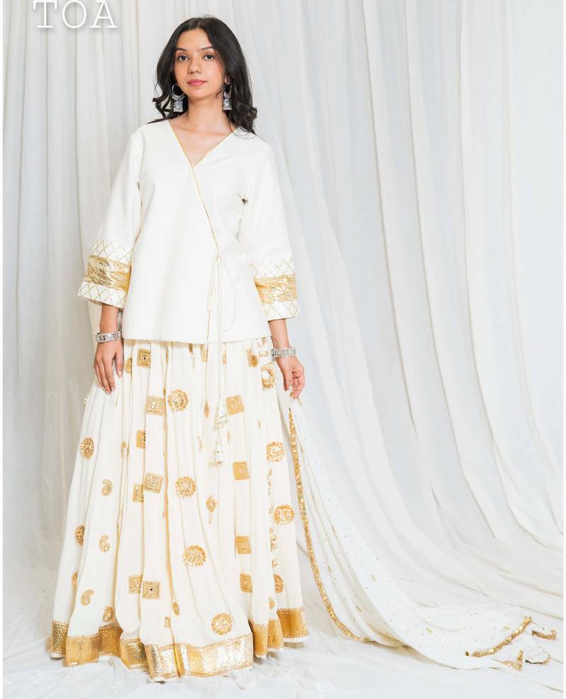 Shades of lampi - traditional angarkha lampi top - off white