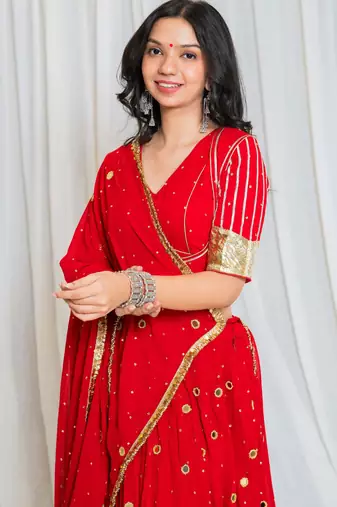 Shades of lampi - sequins sitara el lampi top - red